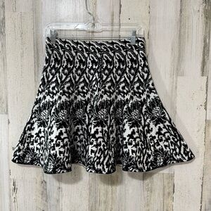 Xhilaration Black and White Patterned Skater Skirt